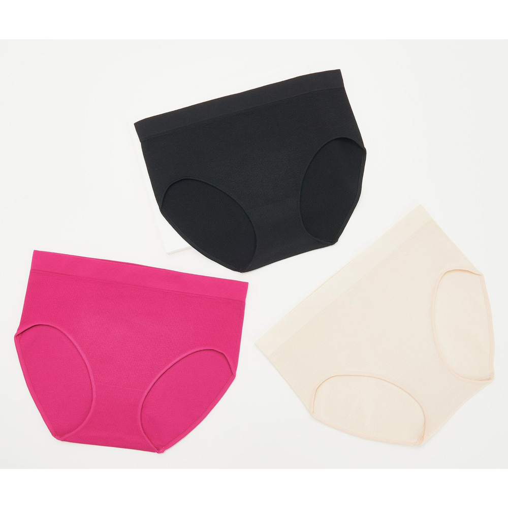 AnyBody Women's Pull-on Rib Knit Seamless Hipster Brief Set of 3 Large Size